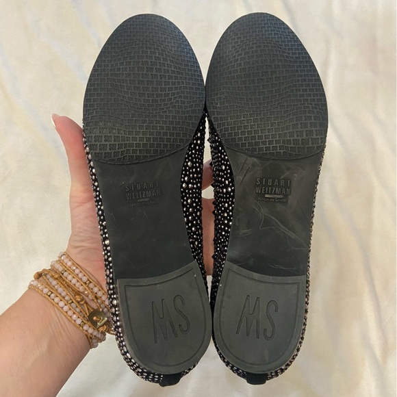 Stuart Weitzman slipbeads Black Studded Flats Loafers - Picture 7 of 8
